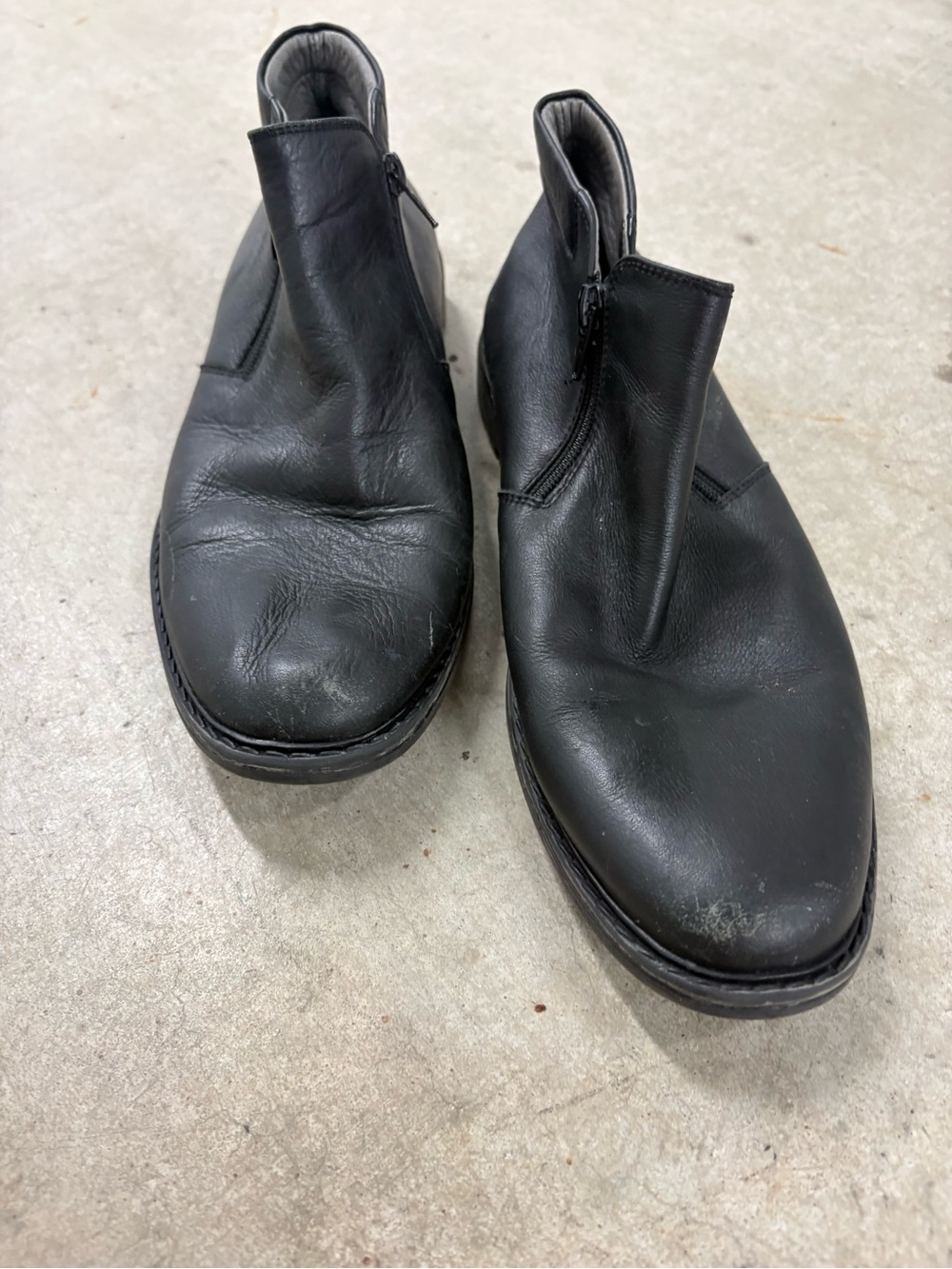 Men's Black Leather Ankle Chukka Boots Round Toe Zip Closure US 6 EU 39